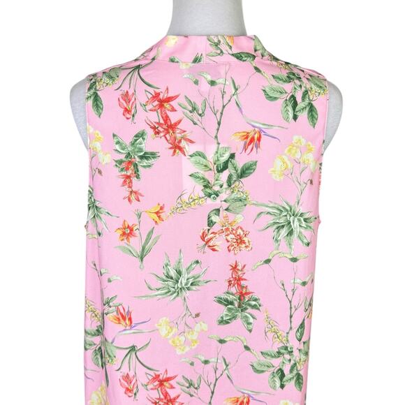Gibson Latimer NWT Bubblegum Pink Floral Print Sleeveless Tunic Blouse Tank - Picture 5 of 13